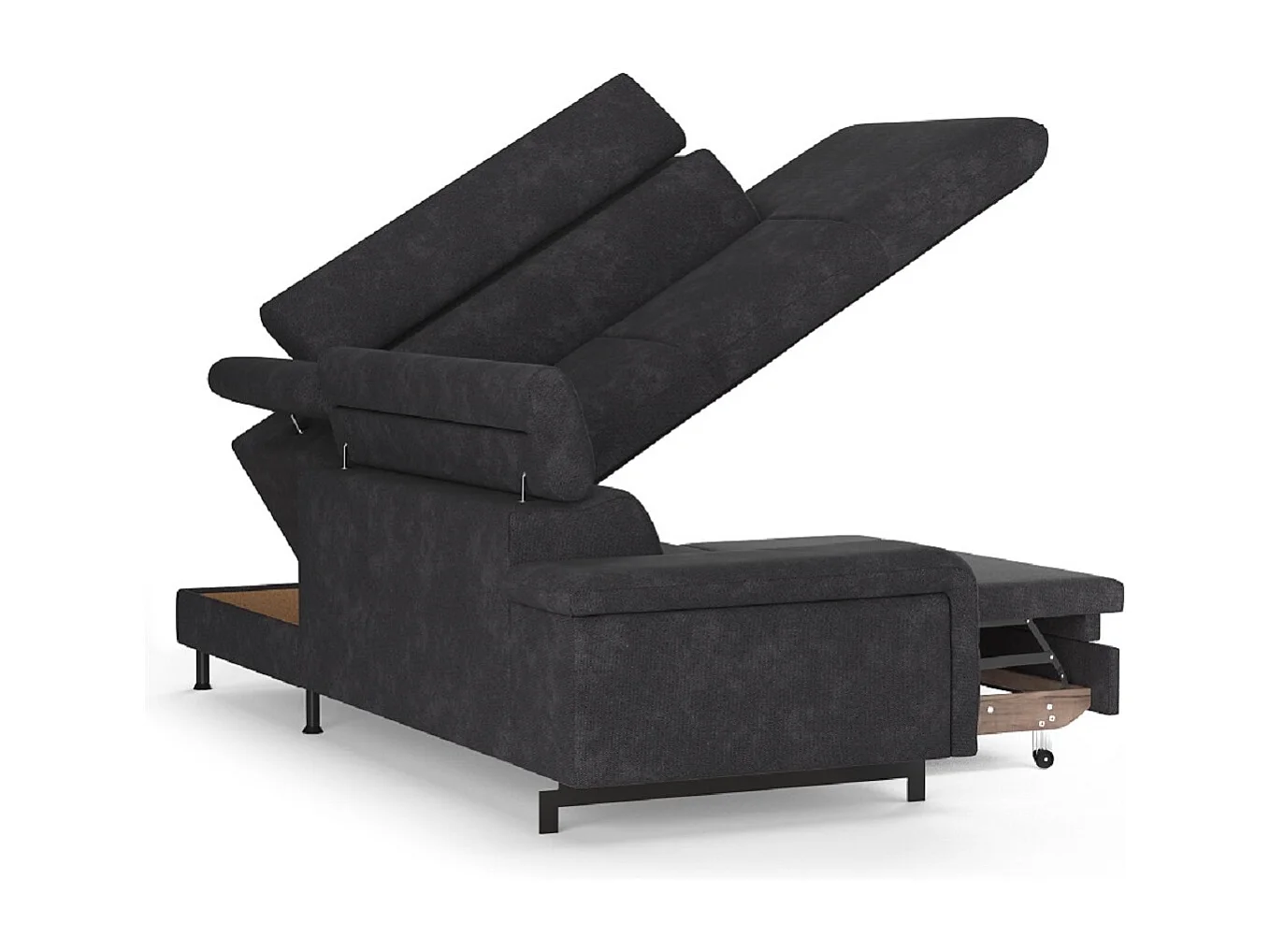 MYHOMELANDO Emma hoekbank – L-vorm met slaapfunctie en opbergruimte, verstelbare hoofdsteunen