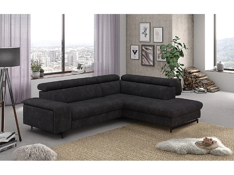 MYHOMELANDO Emma hoekbank – L-vorm met slaapfunctie en opbergruimte, verstelbare hoofdsteunen