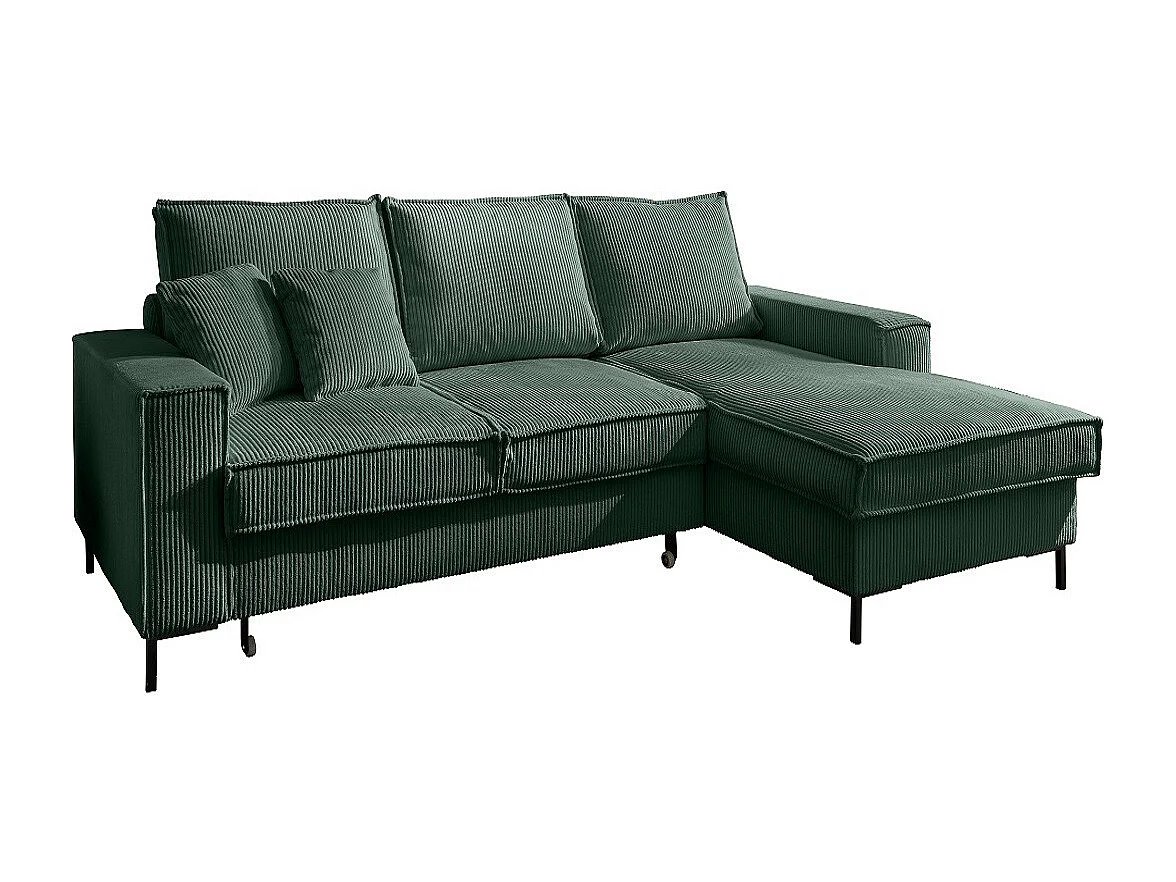 MYHOMELANDO Jerome hoekbank – L-vorm met slaapfunctie en opbergruimte, cordbekleding