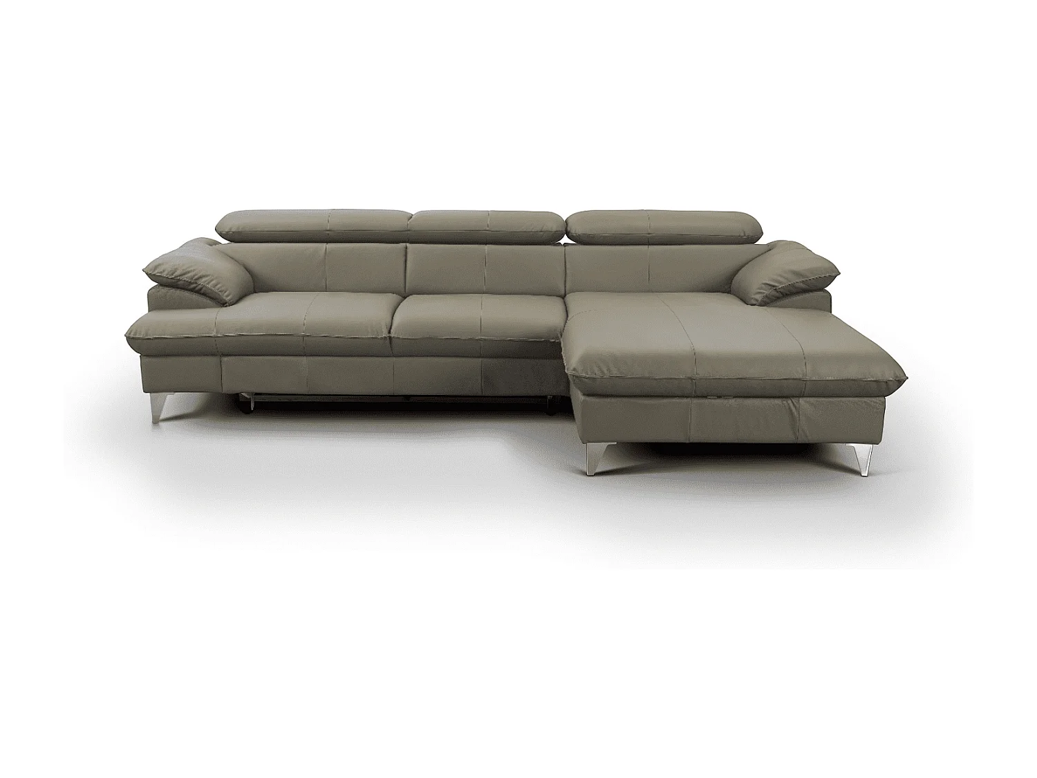 MYHOMELANDO David hoekbank echt leer – L-vorm met slaapfunctie, opbergruimte en verstelbare hoofdsteunen