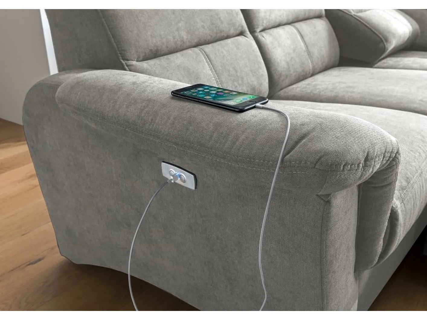 MYHOMELANDO Paris hoekbank – slaapfunctie, elektrische relaxfunctie, USB-aansluiting