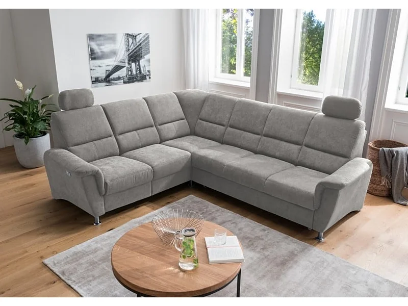 MYHOMELANDO Paris canapé d’angle – fonction couchage, fonction relax électrique, port USB