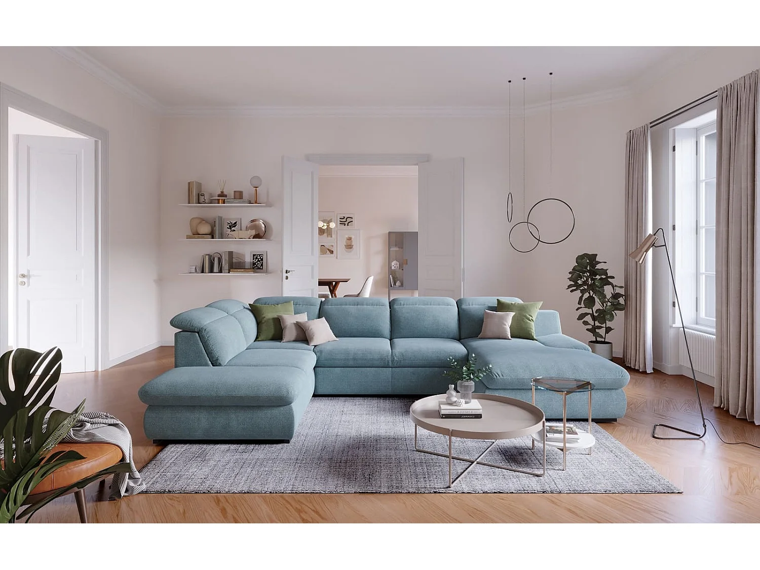 MYHOMELANDO Lorena woonlandschap – U-vorm met slaapfunctie en opbergruimte