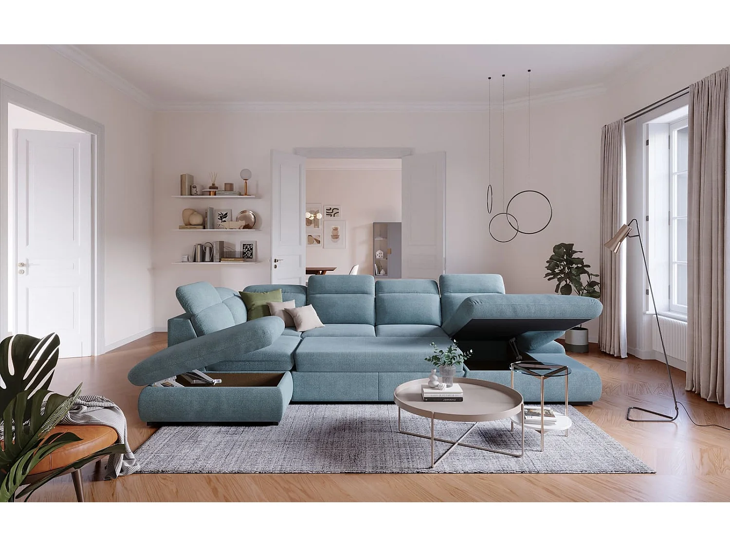 MYHOMELANDO Lorena woonlandschap – U-vorm met slaapfunctie en opbergruimte