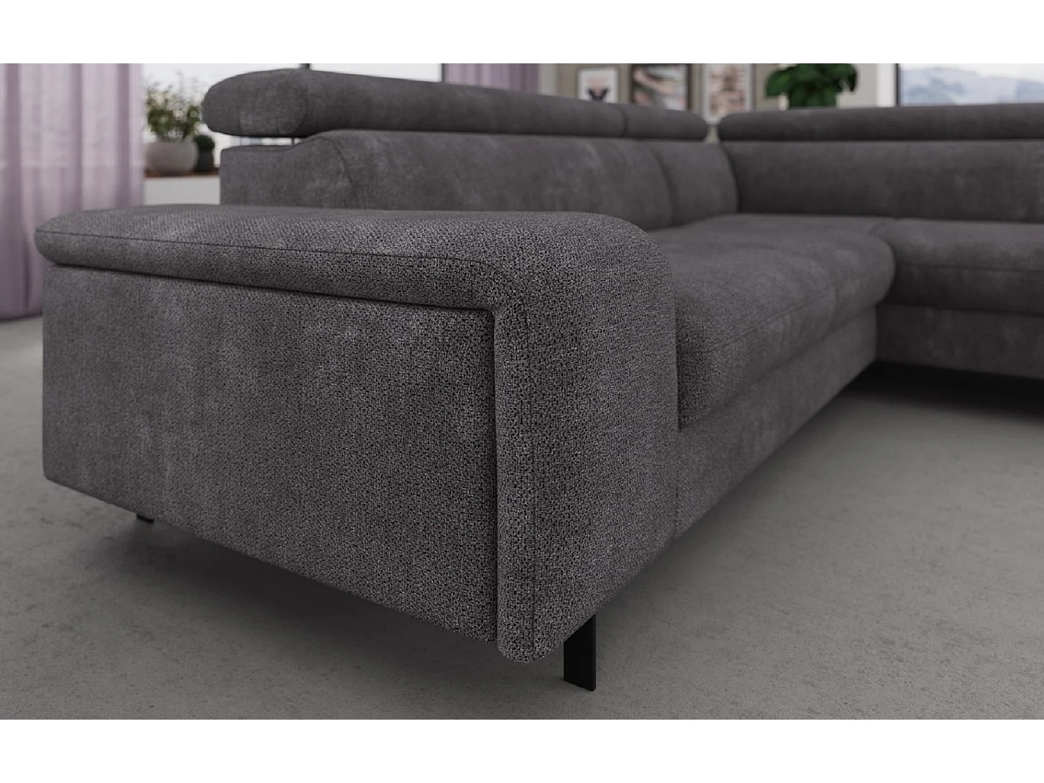 MYHOMELANDO Emma hoekbank – L-vorm met slaapfunctie en opbergruimte, verstelbare hoofdsteunen