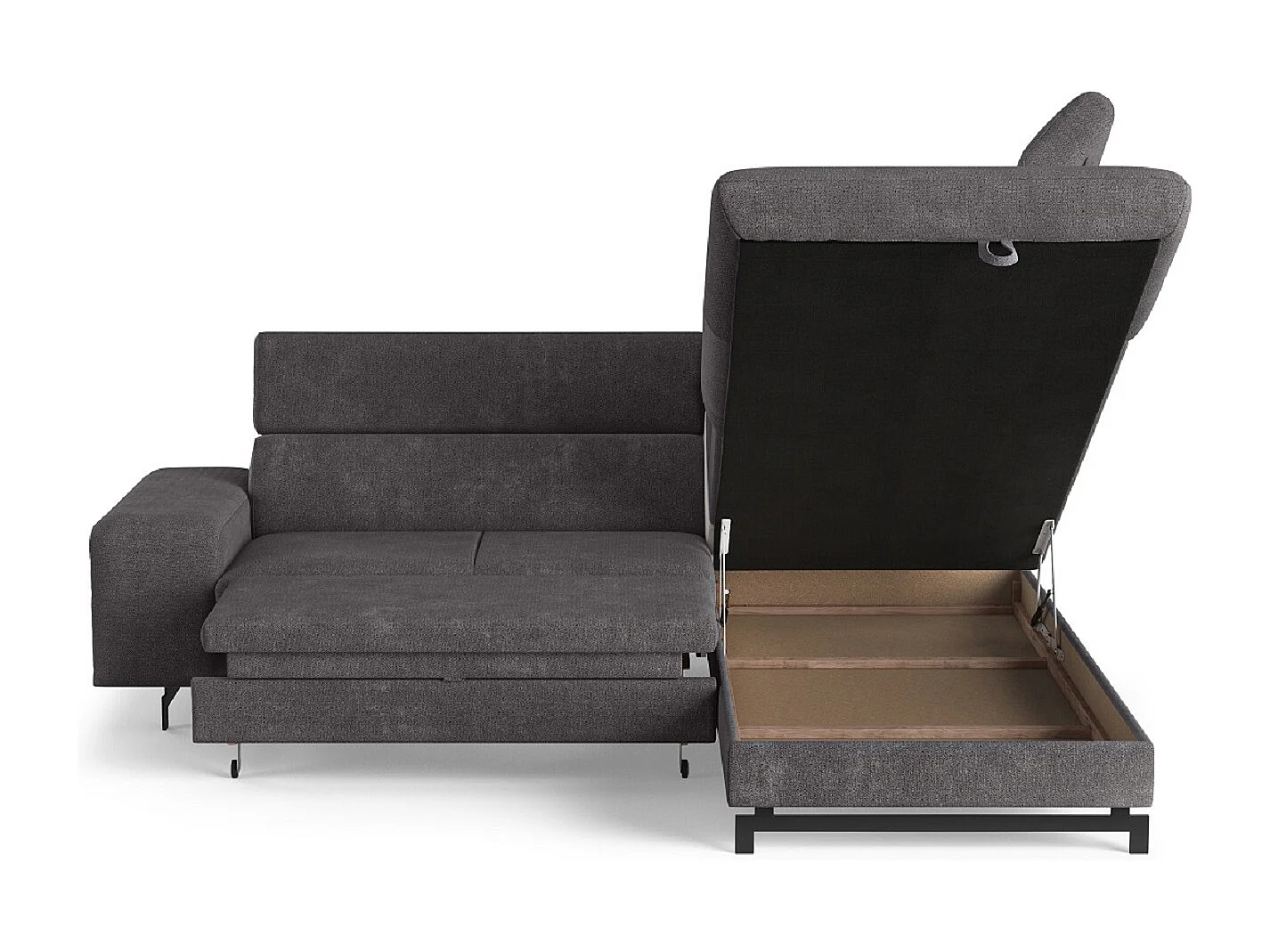 MYHOMELANDO Emma hoekbank – L-vorm met slaapfunctie en opbergruimte, verstelbare hoofdsteunen