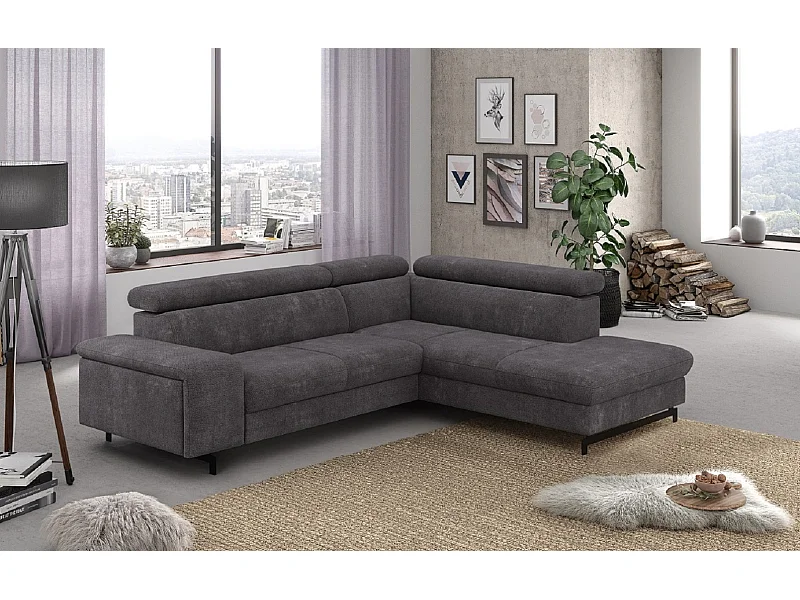 MYHOMELANDO Emma hoekbank – L-vorm met slaapfunctie en opbergruimte, verstelbare hoofdsteunen