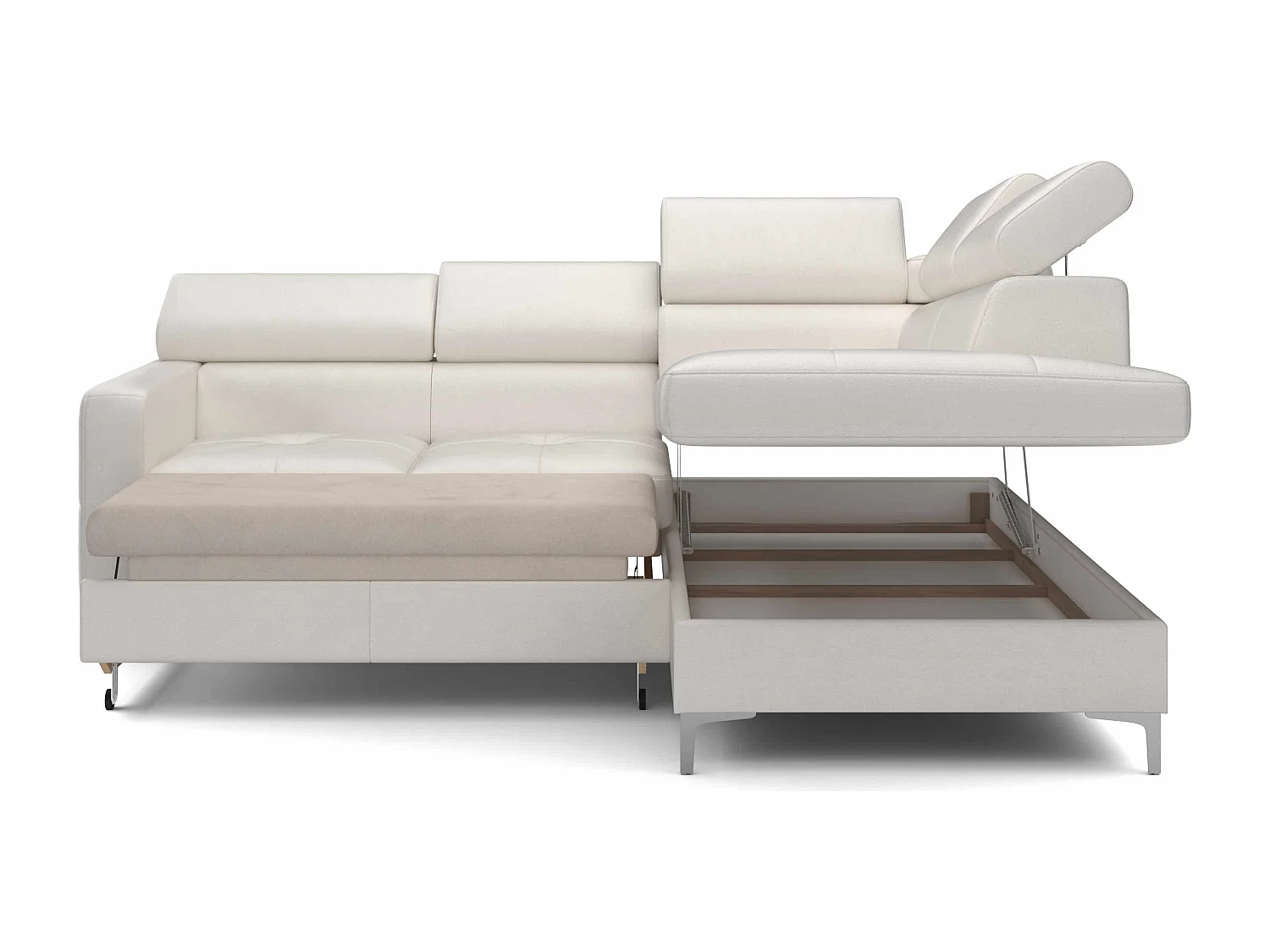 MYHOMELANDO Sammy echt leren hoekbank – L-vorm met slaapfunctie en opbergruimte