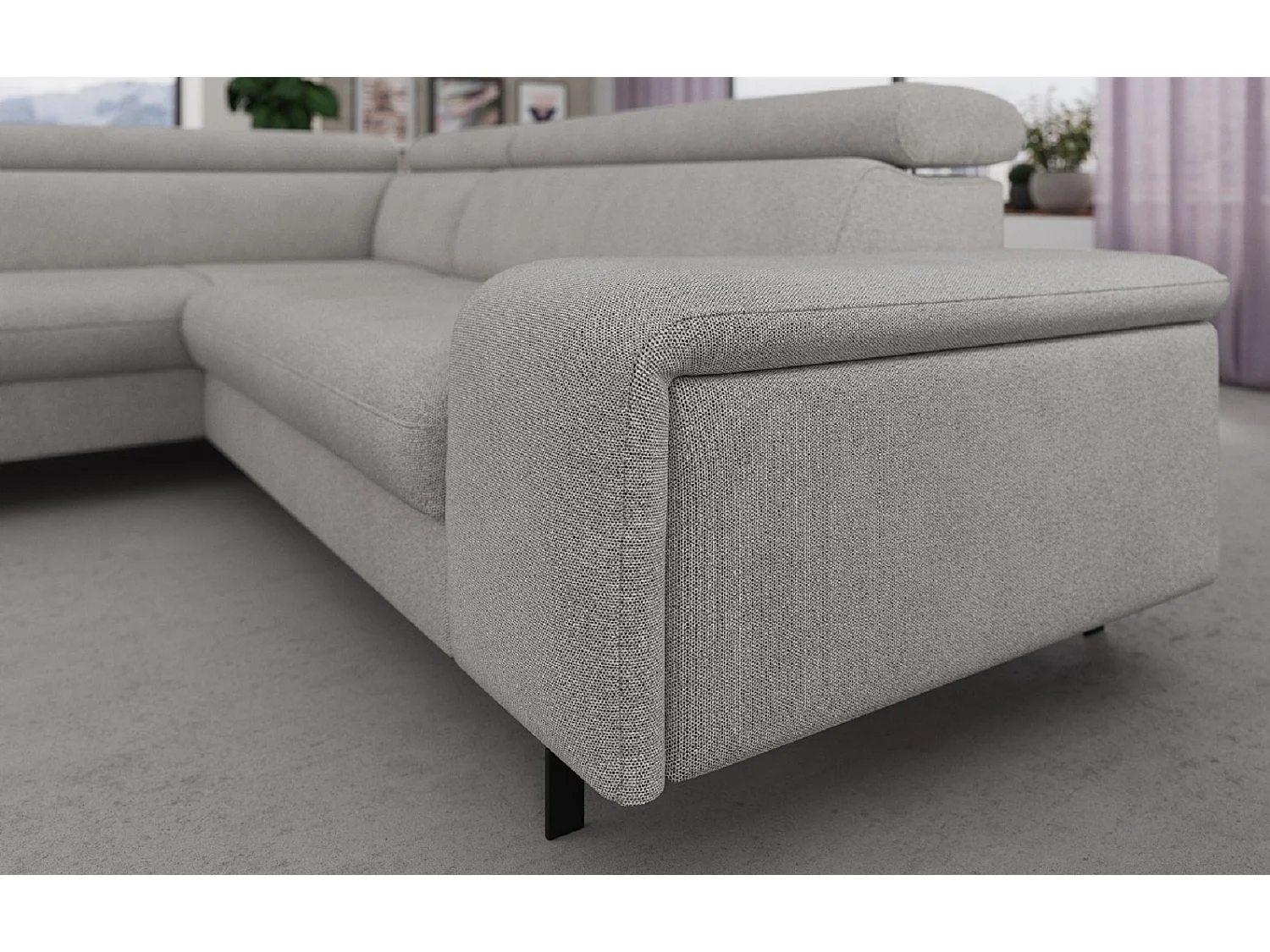 MYHOMELANDO Emma hoekbank – L-vorm met slaapfunctie en opbergruimte, verstelbare hoofdsteunen