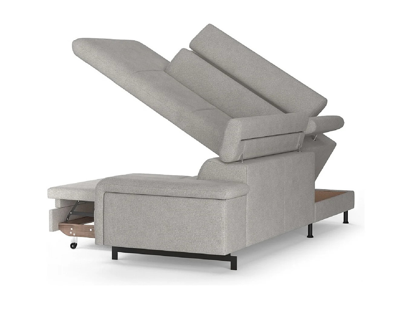 MYHOMELANDO Emma hoekbank – L-vorm met slaapfunctie en opbergruimte, verstelbare hoofdsteunen
