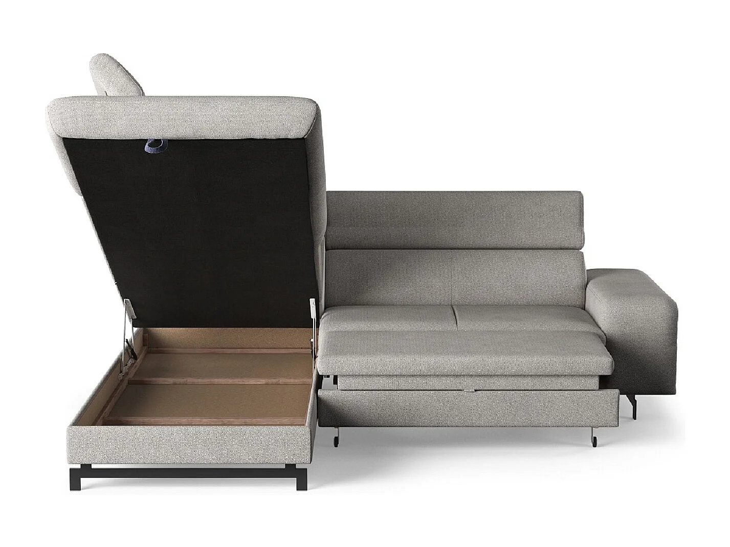 MYHOMELANDO Emma hoekbank – L-vorm met slaapfunctie en opbergruimte, verstelbare hoofdsteunen