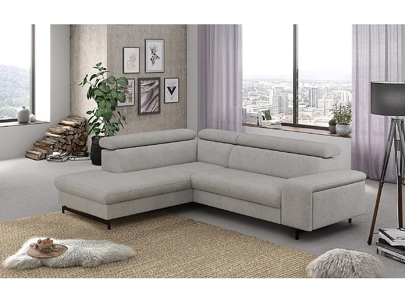 MYHOMELANDO Emma hoekbank – L-vorm met slaapfunctie en opbergruimte, verstelbare hoofdsteunen