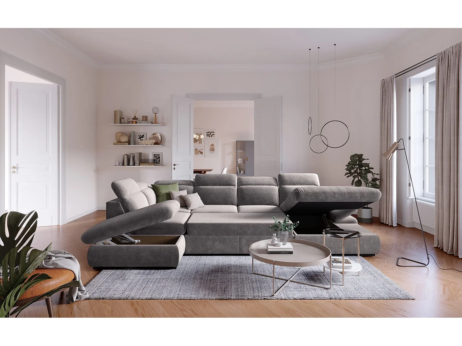 MYHOMELANDO Lorena woonlandschap – U-vorm met slaapfunctie en opbergruimte