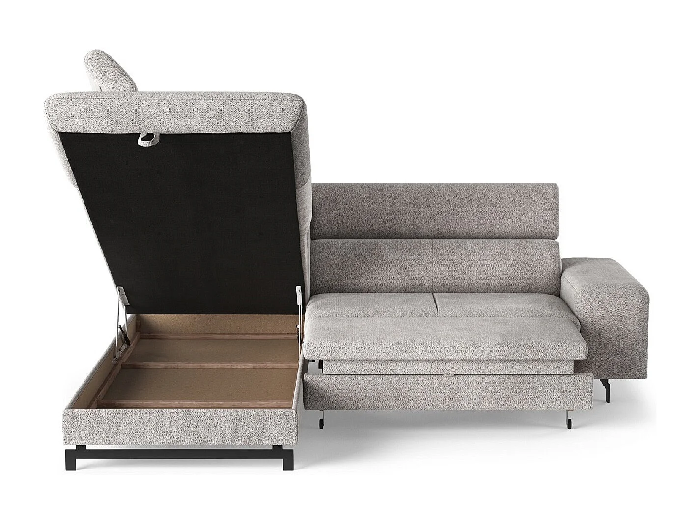 MYHOMELANDO Emma hoekbank – L-vorm met slaapfunctie en opbergruimte, verstelbare hoofdsteunen