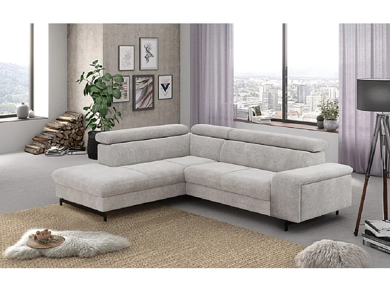 MYHOMELANDO Emma hoekbank – L-vorm met slaapfunctie en opbergruimte, verstelbare hoofdsteunen