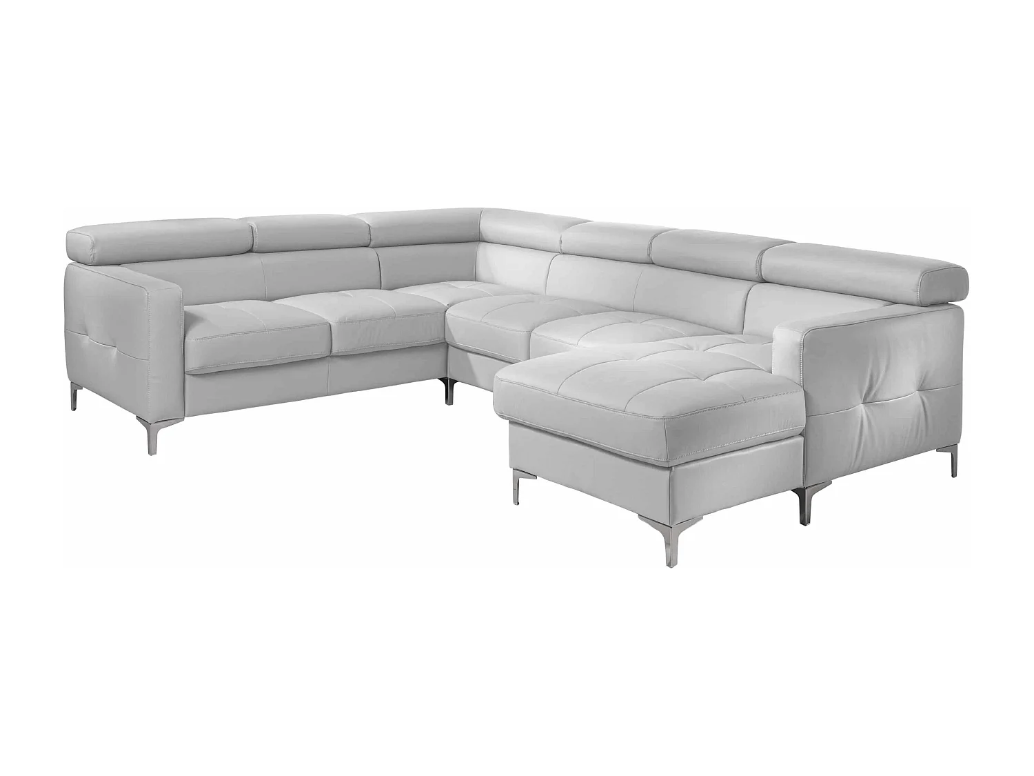 MYHOMELANDO Sammy echt leren woonlandschap – U-vorm met slaapfunctie, opbergruimte en verstelbare hoofdsteunen