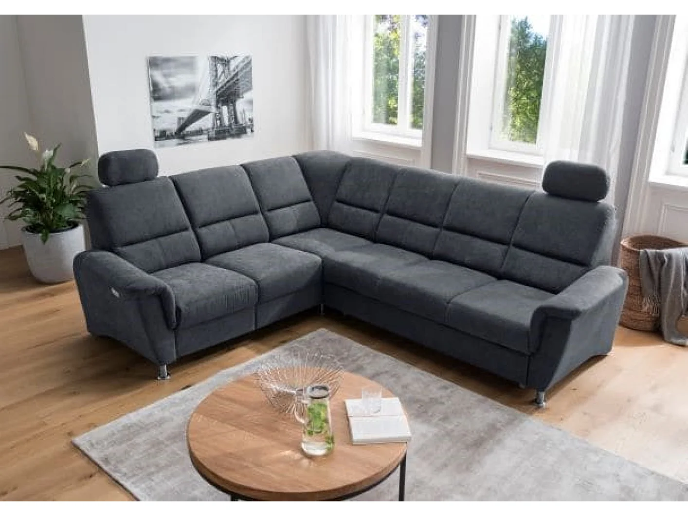 MYHOMELANDO Paris hoekbank – slaapfunctie, elektrische relaxfunctie, USB-aansluiting