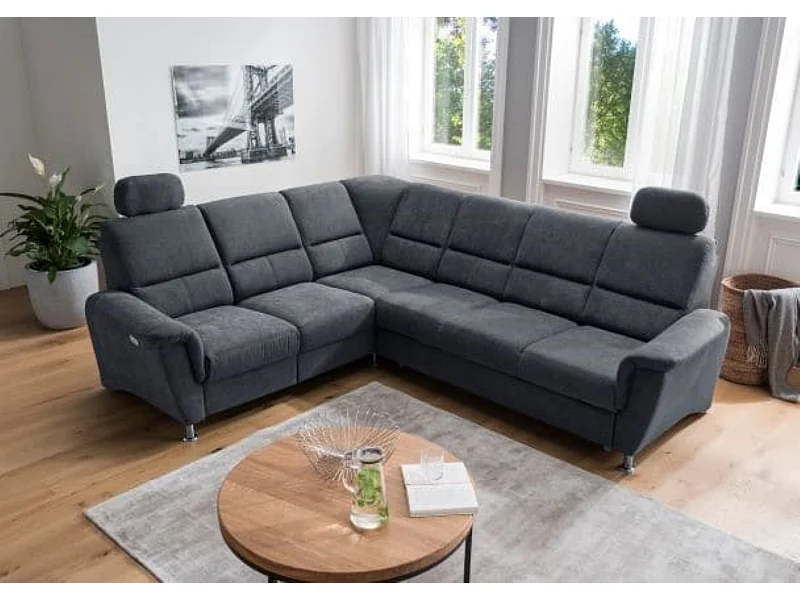 MYHOMELANDO Paris canapé d’angle – fonction couchage, fonction relax électrique, port USB