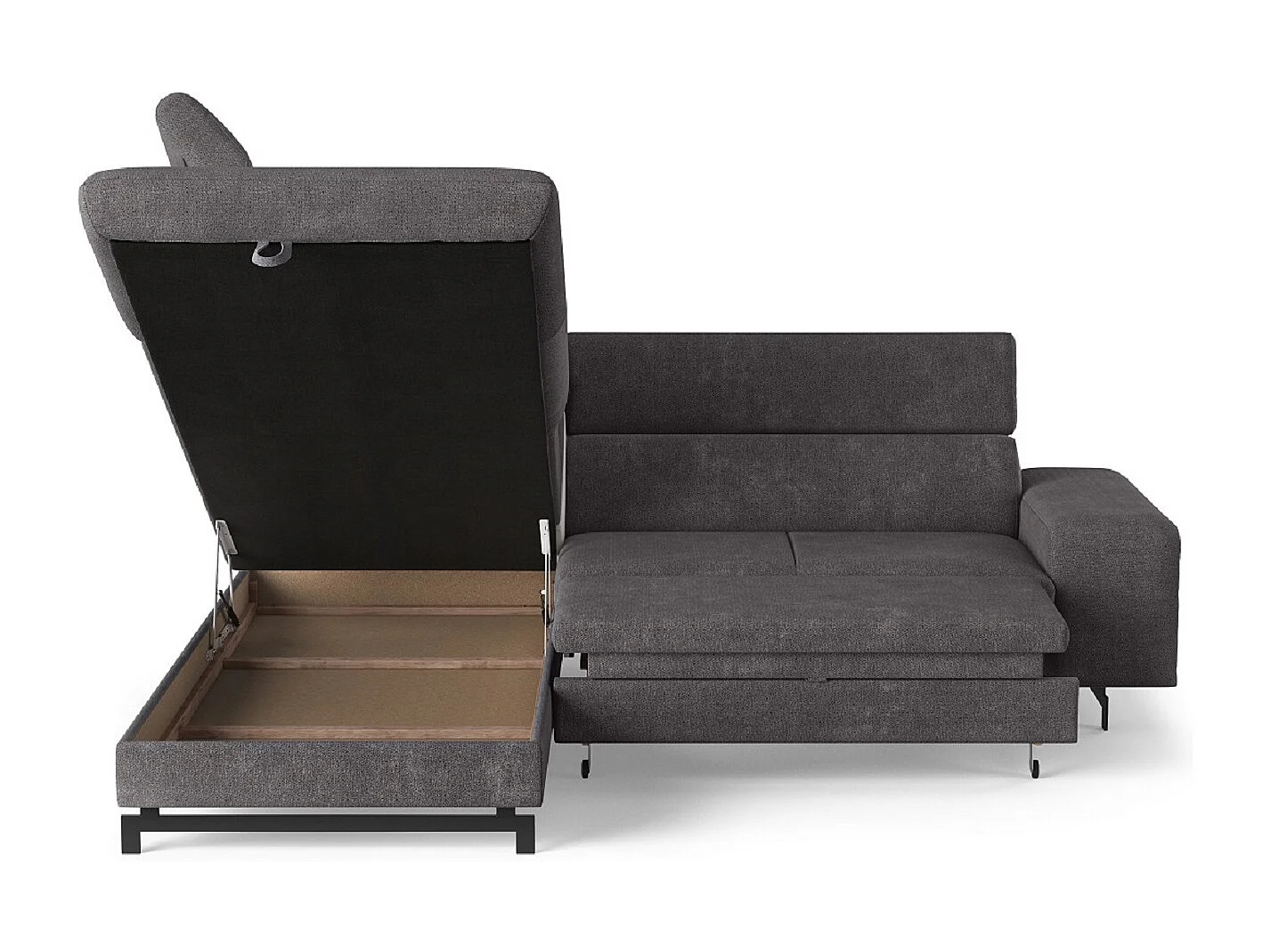 MYHOMELANDO Emma hoekbank – L-vorm met slaapfunctie en opbergruimte, verstelbare hoofdsteunen