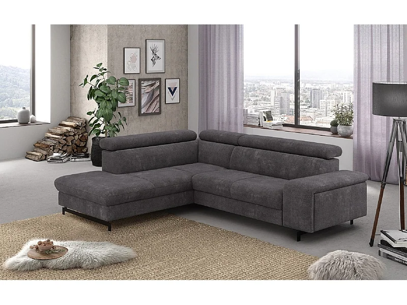 MYHOMELANDO Emma hoekbank – L-vorm met slaapfunctie en opbergruimte, verstelbare hoofdsteunen