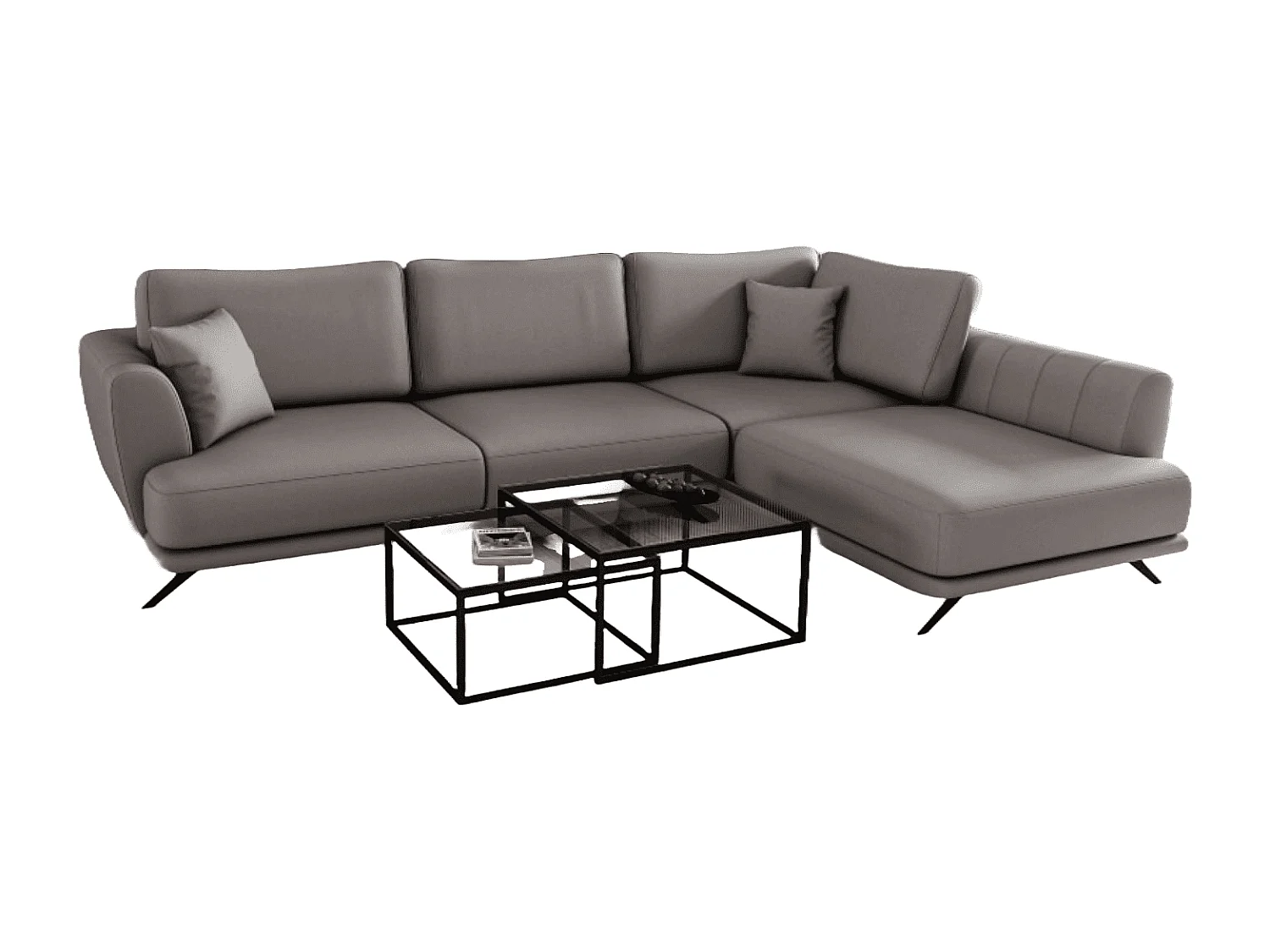 MYHOMELANDO Lagos hoekbank – slaapfunctie en opbergruimte, Softies-stof