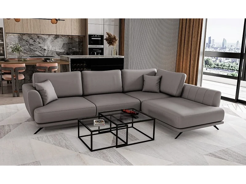 MYHOMELANDO Lagos hoekbank – slaapfunctie en opbergruimte, Softies-stof