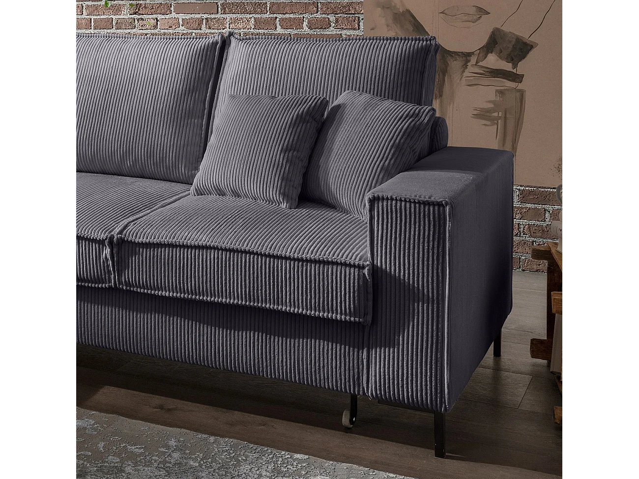 MYHOMELANDO Jerome hoekbank – L-vorm met slaapfunctie en opbergruimte, cordbekleding