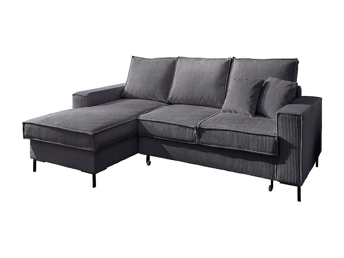 MYHOMELANDO Jerome hoekbank – L-vorm met slaapfunctie en opbergruimte, cordbekleding