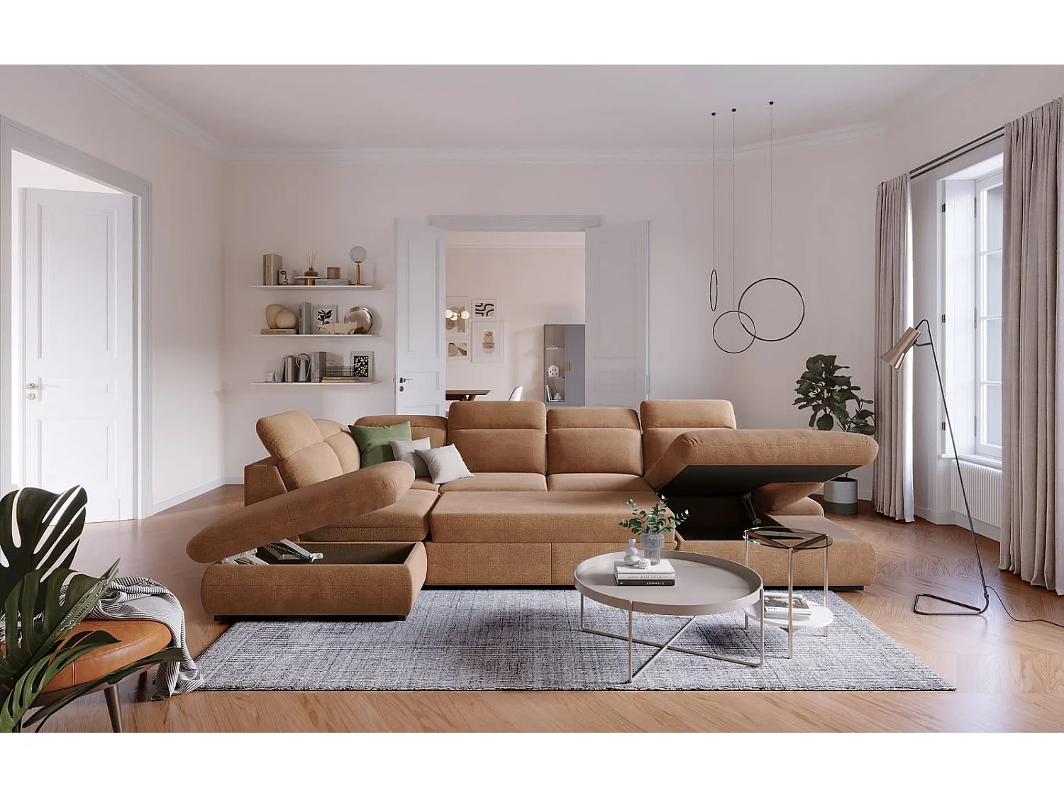 MYHOMELANDO Lorena woonlandschap – U-vorm met slaapfunctie en opbergruimte