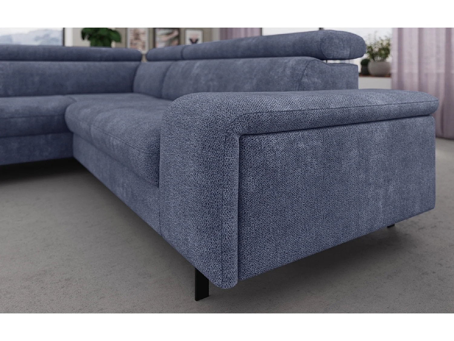 MYHOMELANDO Emma hoekbank – L-vorm met slaapfunctie en opbergruimte, verstelbare hoofdsteunen