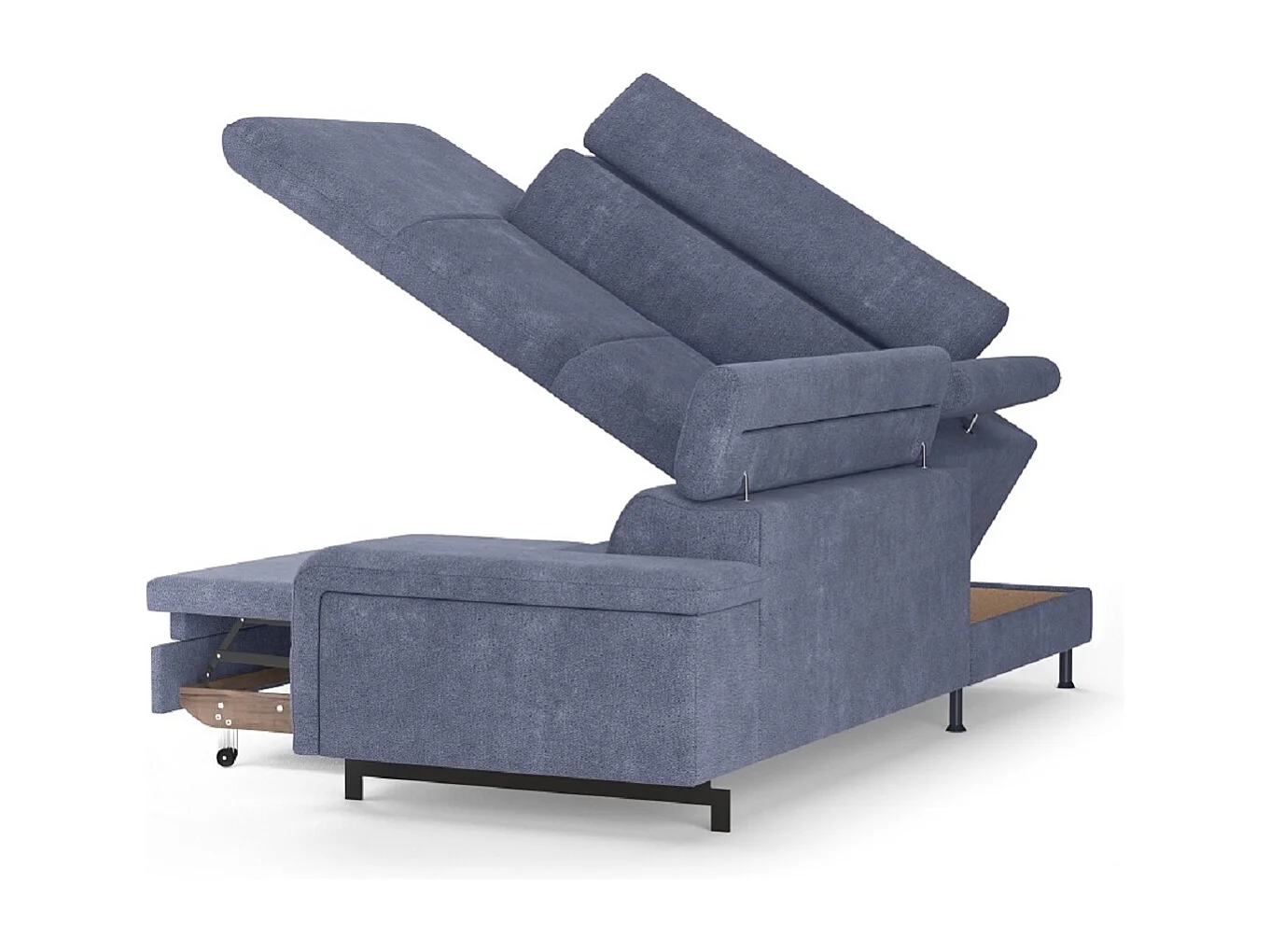 MYHOMELANDO Emma hoekbank – L-vorm met slaapfunctie en opbergruimte, verstelbare hoofdsteunen