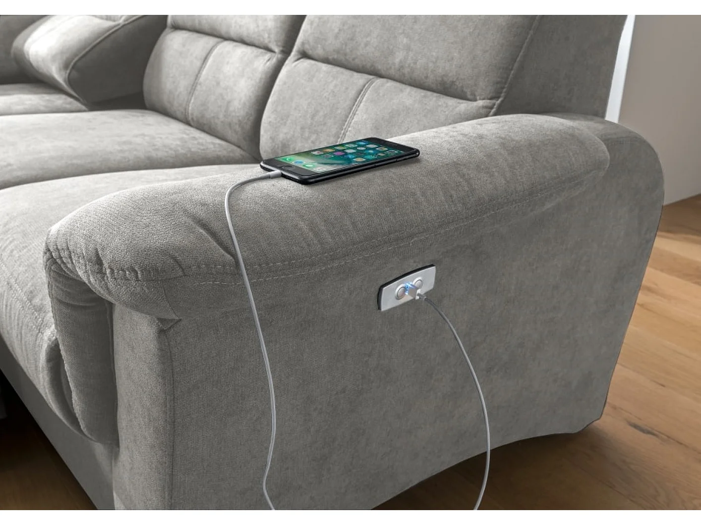 MYHOMELANDO Paris hoekbank – slaapfunctie, elektrische relaxfunctie, USB-aansluiting