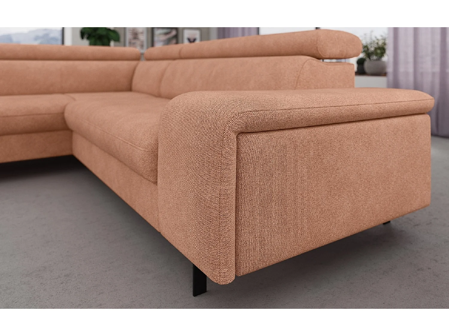 MYHOMELANDO Emma hoekbank – L-vorm met slaapfunctie en opbergruimte, verstelbare hoofdsteunen