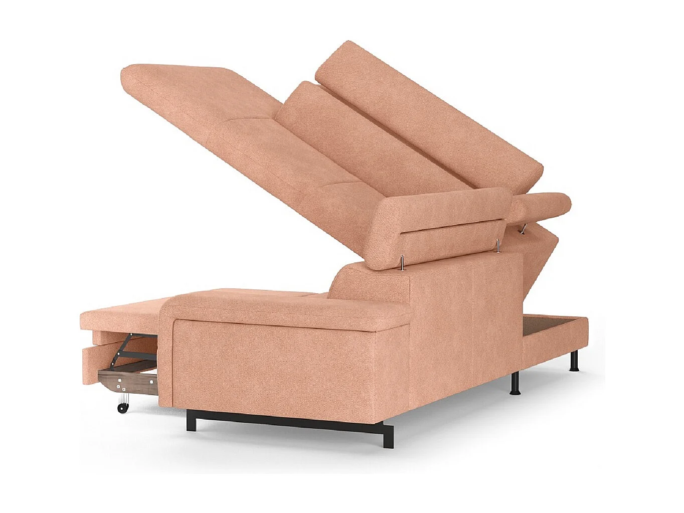 MYHOMELANDO Emma hoekbank – L-vorm met slaapfunctie en opbergruimte, verstelbare hoofdsteunen