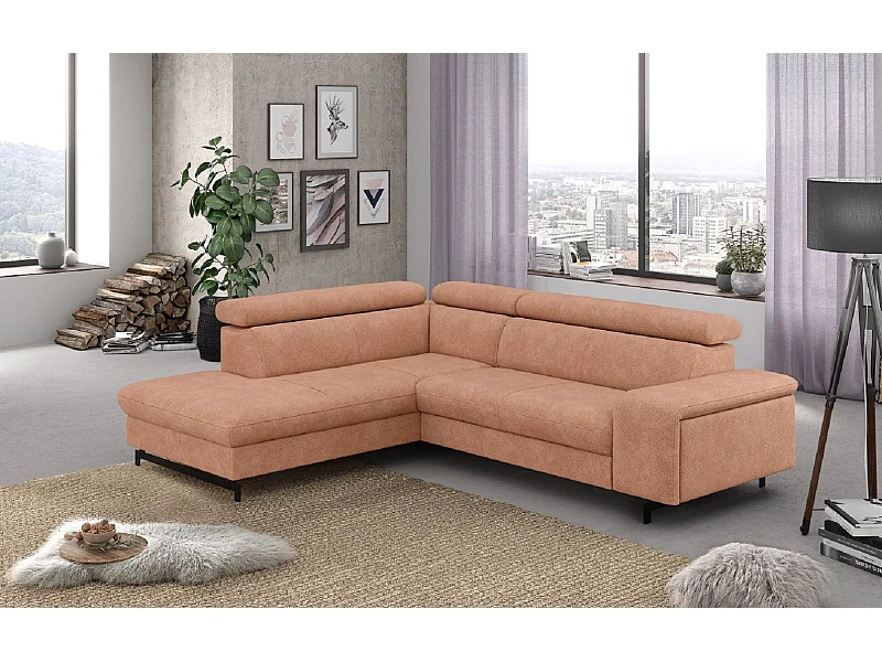 MYHOMELANDO Emma hoekbank – L-vorm met slaapfunctie en opbergruimte, verstelbare hoofdsteunen