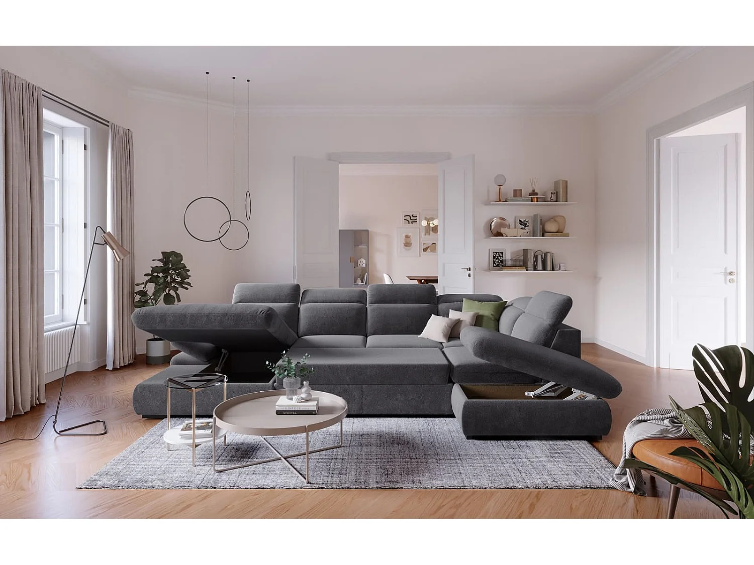 MYHOMELANDO Lorena woonlandschap – U-vorm met slaapfunctie en opbergruimte