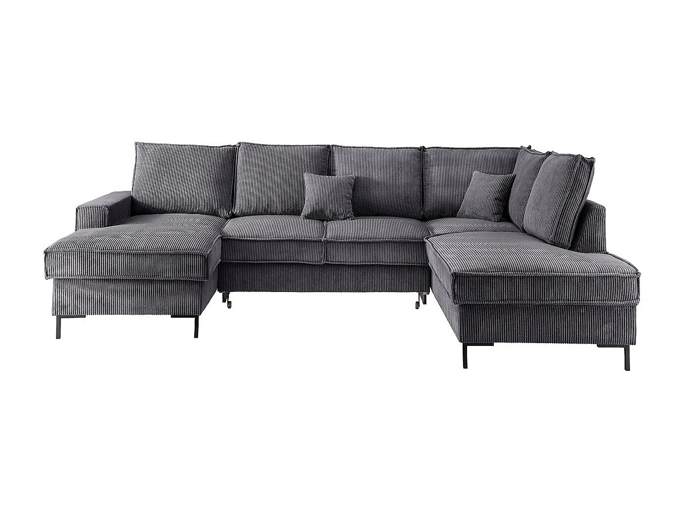 MYHOMELANDO Jerome Wohnlandschaft – U-Form Schlaffunktion und Bettkasten, Cordstoff