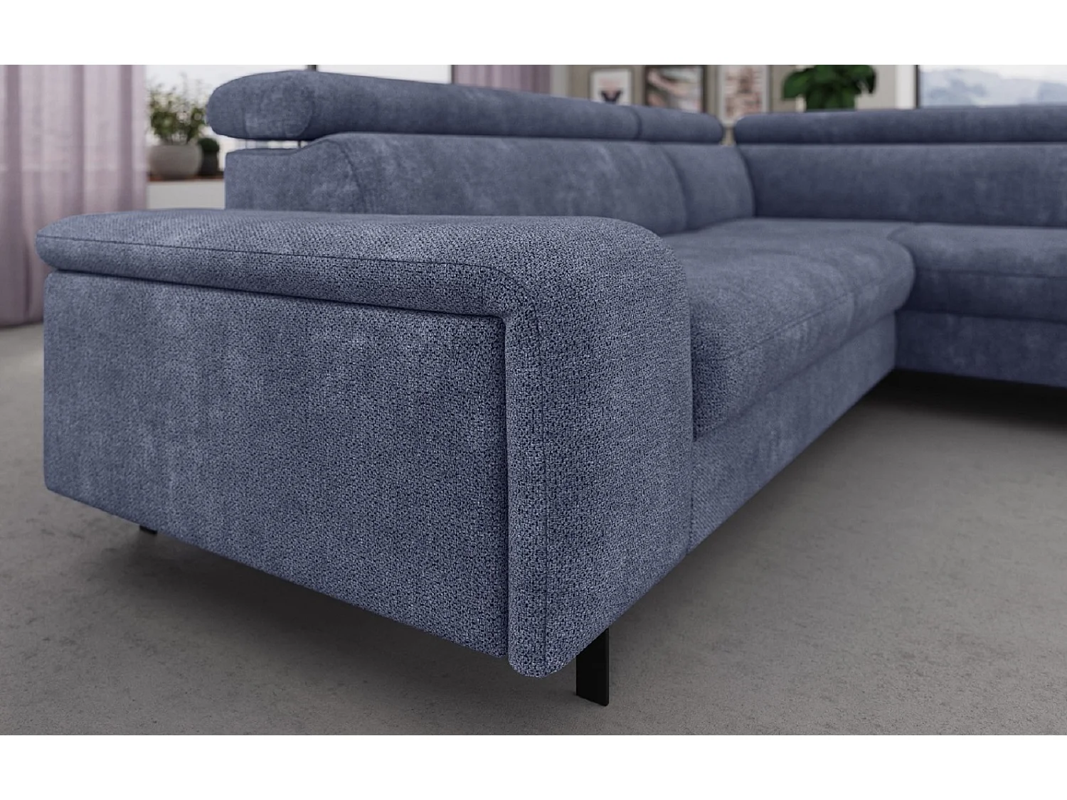 MYHOMELANDO Emma hoekbank – L-vorm met slaapfunctie en opbergruimte, verstelbare hoofdsteunen