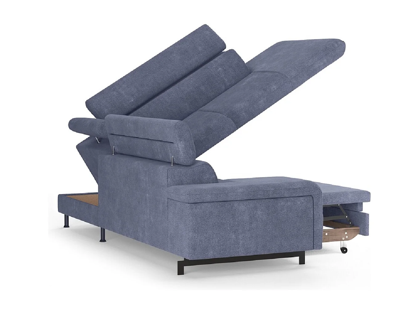 MYHOMELANDO Emma hoekbank – L-vorm met slaapfunctie en opbergruimte, verstelbare hoofdsteunen