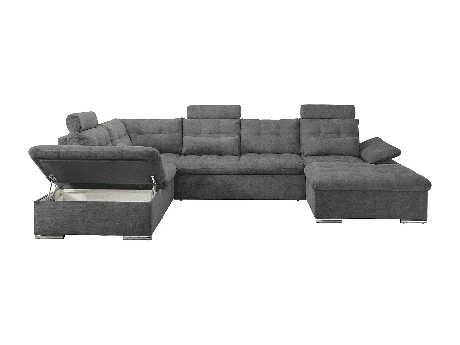 MYHOMELANDO Brest canapé panoramique – forme en U avec fonction couchage et coffre de rangement