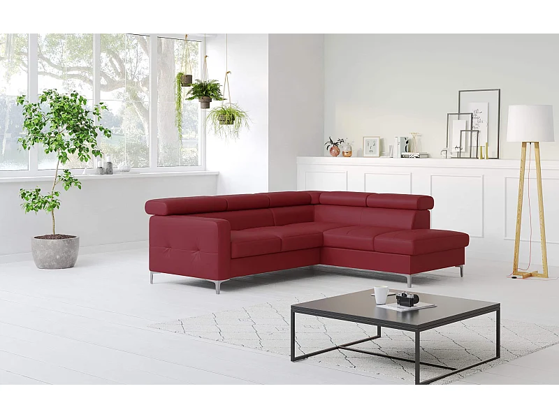 MYHOMELANDO Sammy Echtleder Ecksofa – L-Form mit Schlaffunktion und Bettkasten