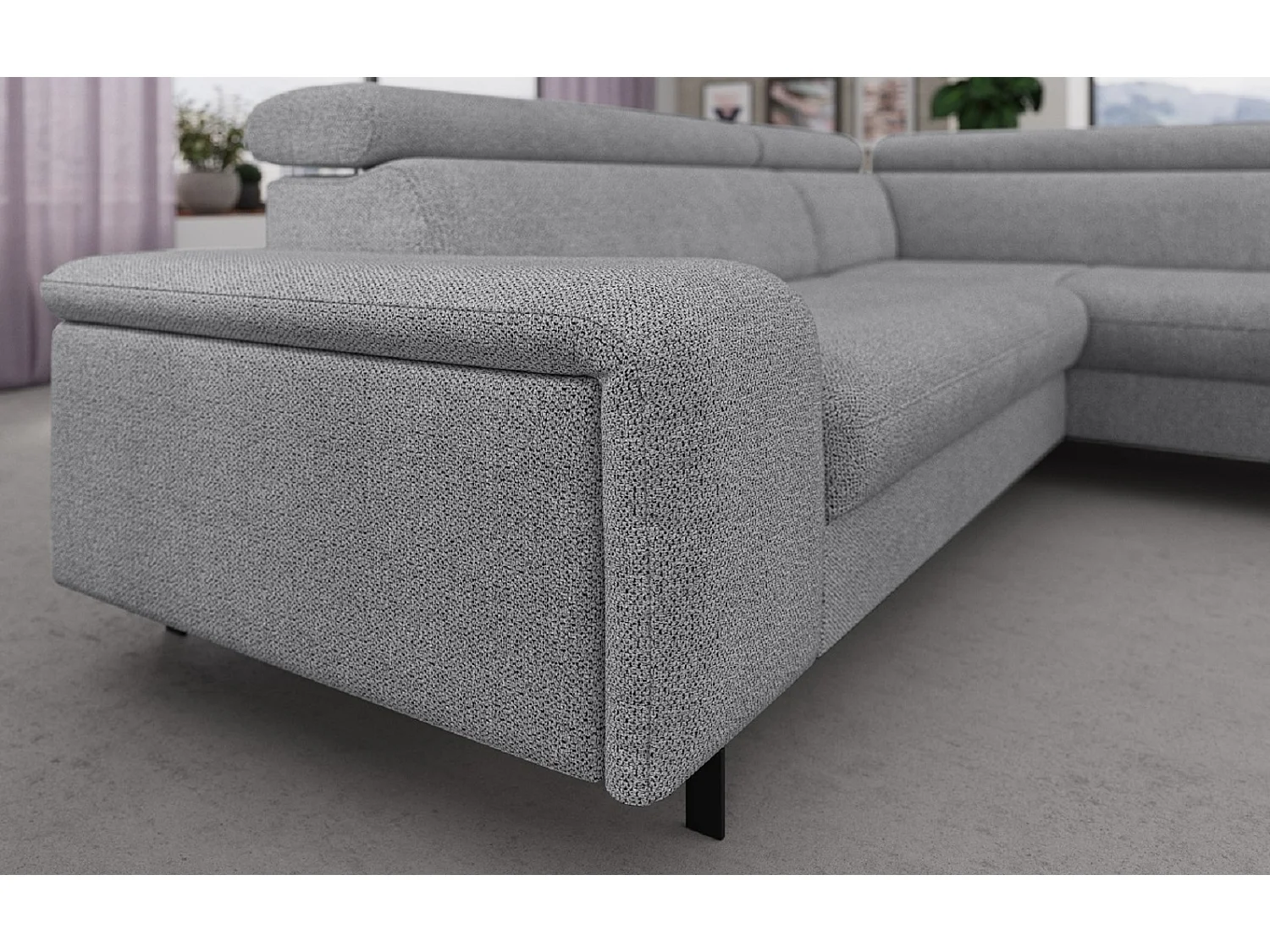 MYHOMELANDO Emma hoekbank – L-vorm met slaapfunctie en opbergruimte, verstelbare hoofdsteunen