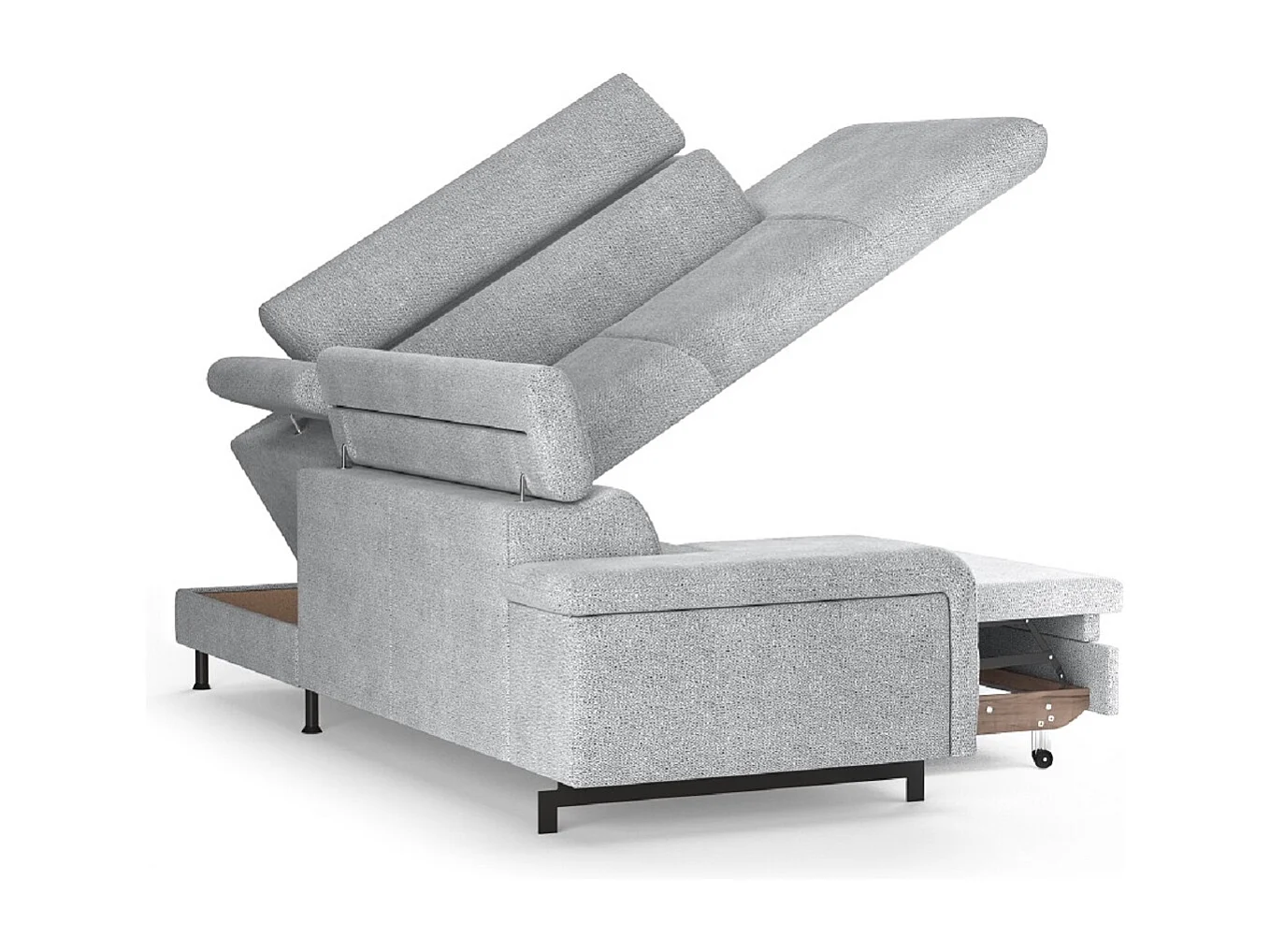 MYHOMELANDO Emma hoekbank – L-vorm met slaapfunctie en opbergruimte, verstelbare hoofdsteunen