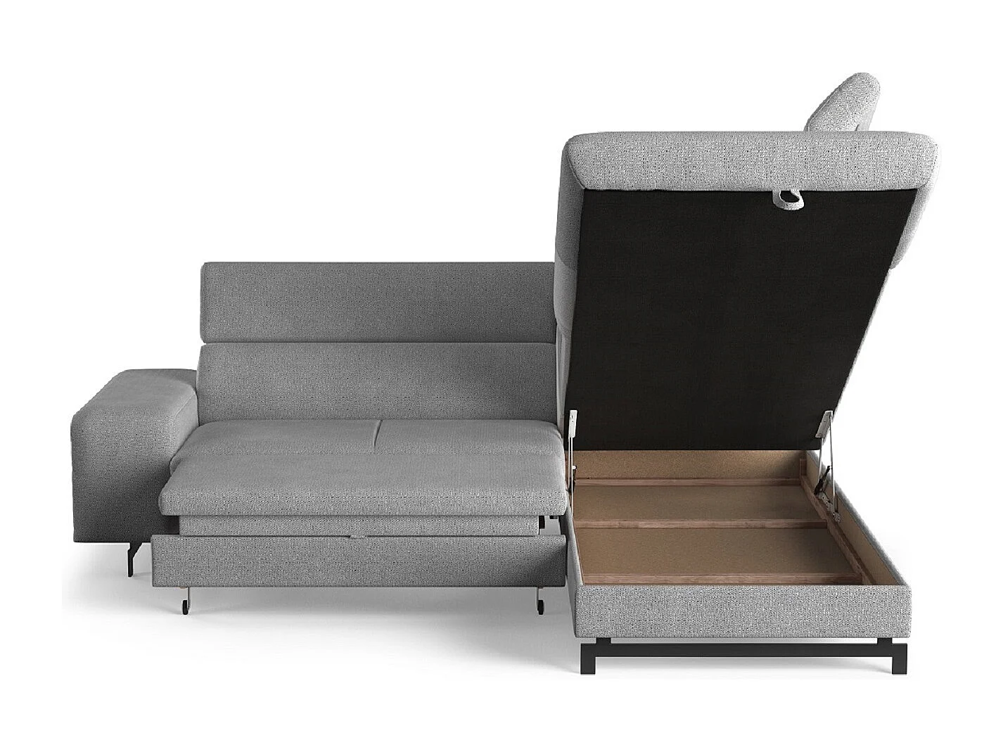 MYHOMELANDO Emma hoekbank – L-vorm met slaapfunctie en opbergruimte, verstelbare hoofdsteunen