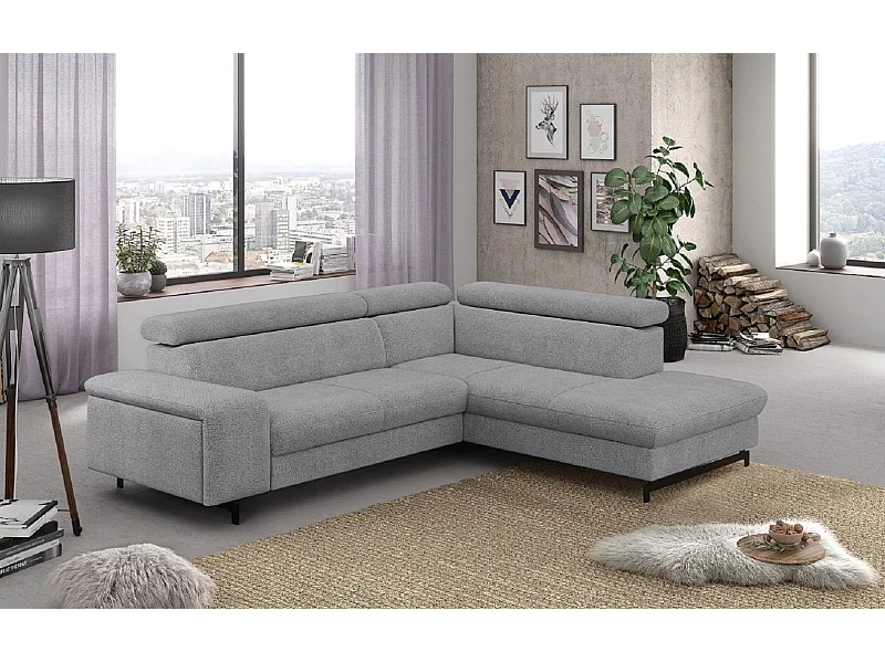 MYHOMELANDO Emma hoekbank – L-vorm met slaapfunctie en opbergruimte, verstelbare hoofdsteunen