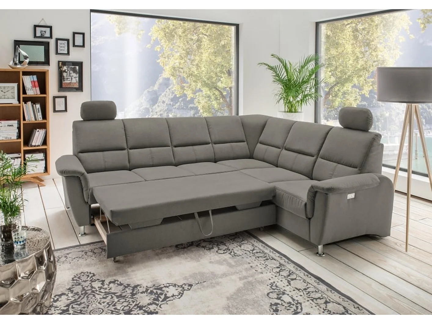 MYHOMELANDO Paris hoekbank – slaapfunctie, elektrische relaxfunctie, USB-aansluiting