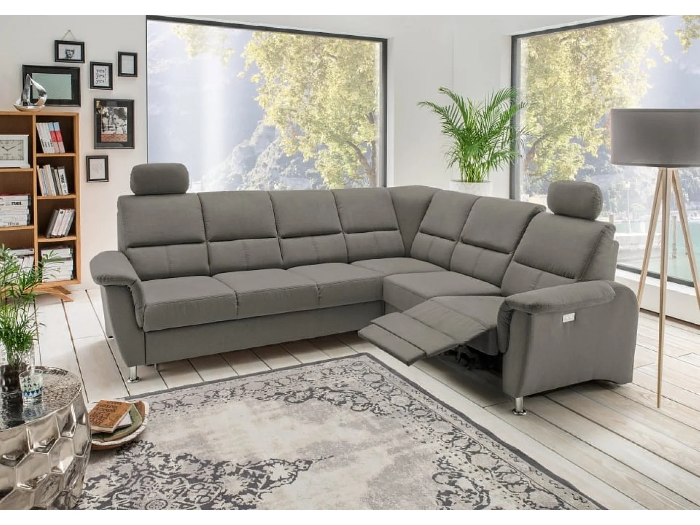 MYHOMELANDO Paris hoekbank – slaapfunctie, elektrische relaxfunctie, USB-aansluiting