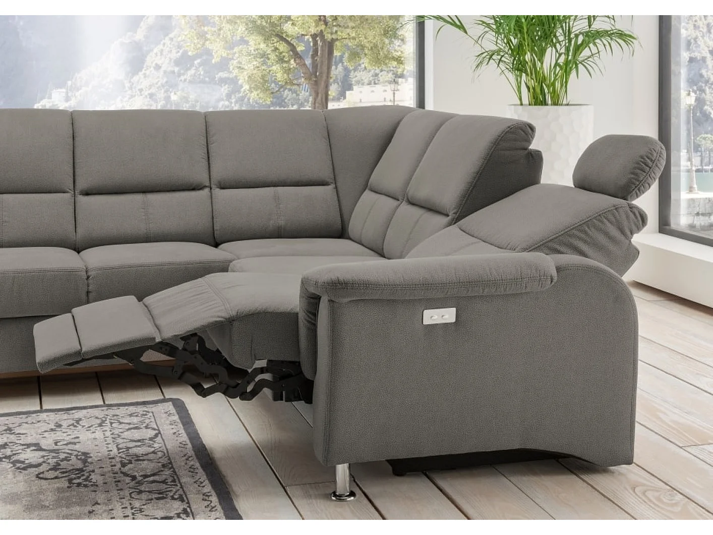 MYHOMELANDO Paris hoekbank – slaapfunctie, elektrische relaxfunctie, USB-aansluiting