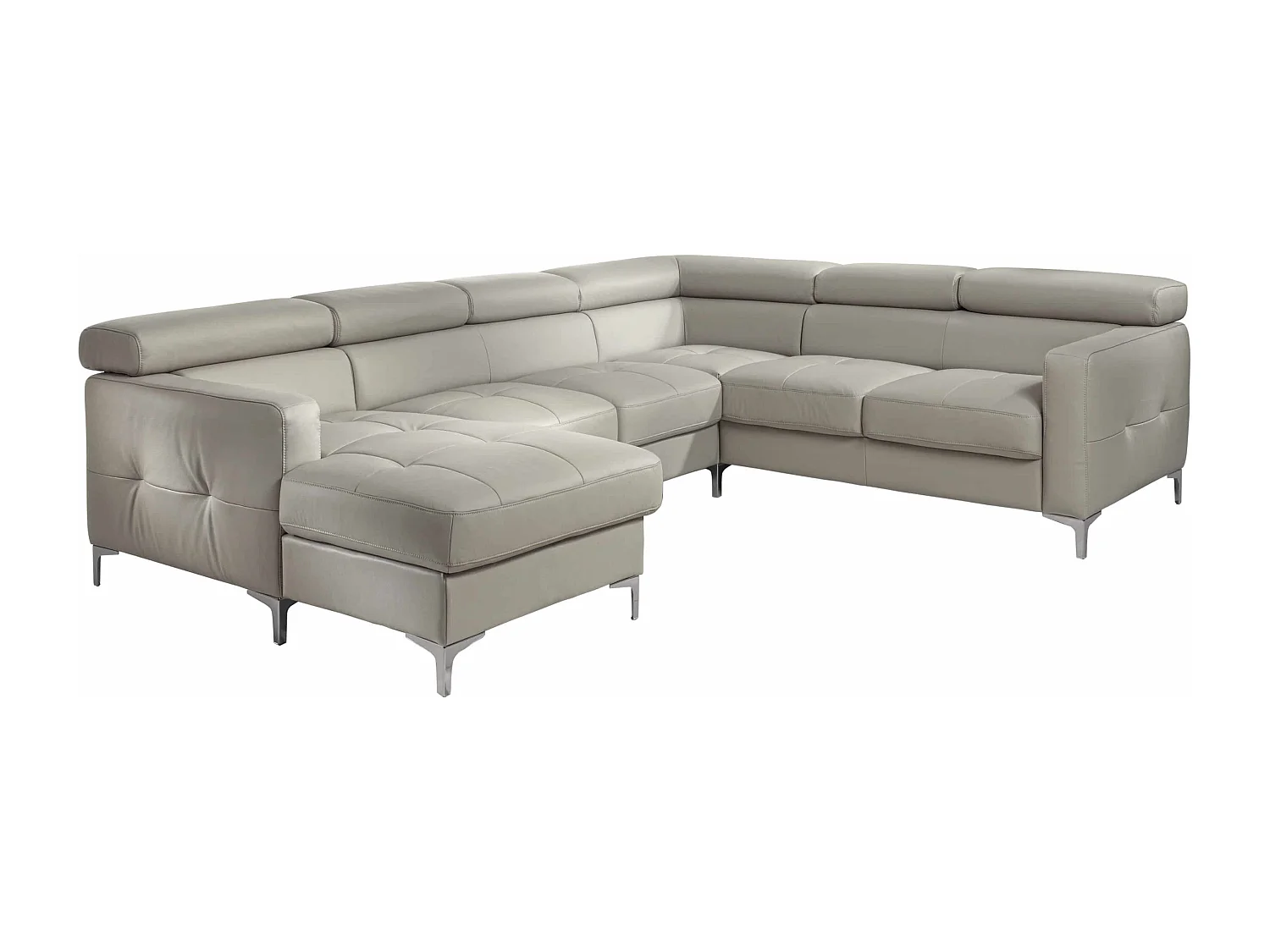 MYHOMELANDO Sammy echt leren woonlandschap – U-vorm met slaapfunctie, opbergruimte en verstelbare hoofdsteunen