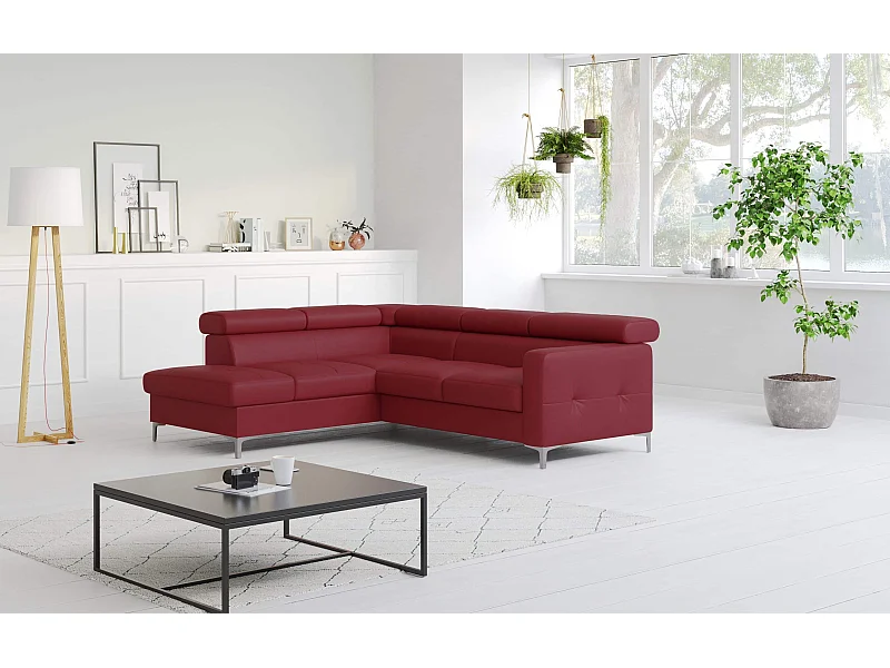 MYHOMELANDO Sammy Echtleder Ecksofa – L-Form mit Schlaffunktion und Bettkasten